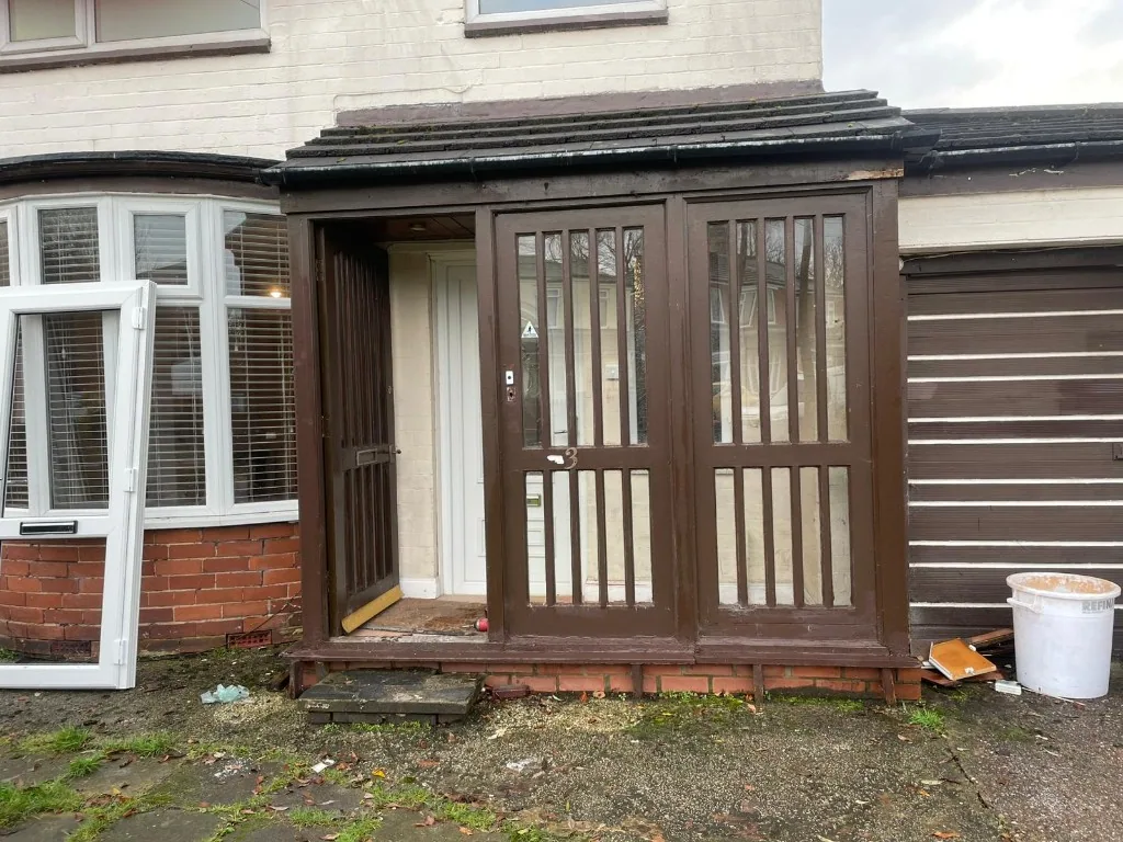 White uPVC bay window and front door installation